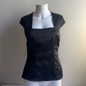 Y2K Foxy Jeans Silky Black Top Back Cutout Large